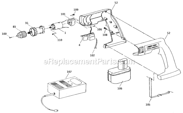 Page A Diagram and Parts List for 9851 Type 1 Porter Cable Cordless Drill